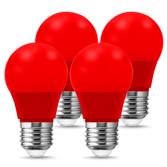 YANSUN LED Red Light Bulbs, 20W Equivalent (3Watt), E26 Medium Base, A15 Light Bulbs for Holiday Decoration, Party, Bedroom, Pack of 4