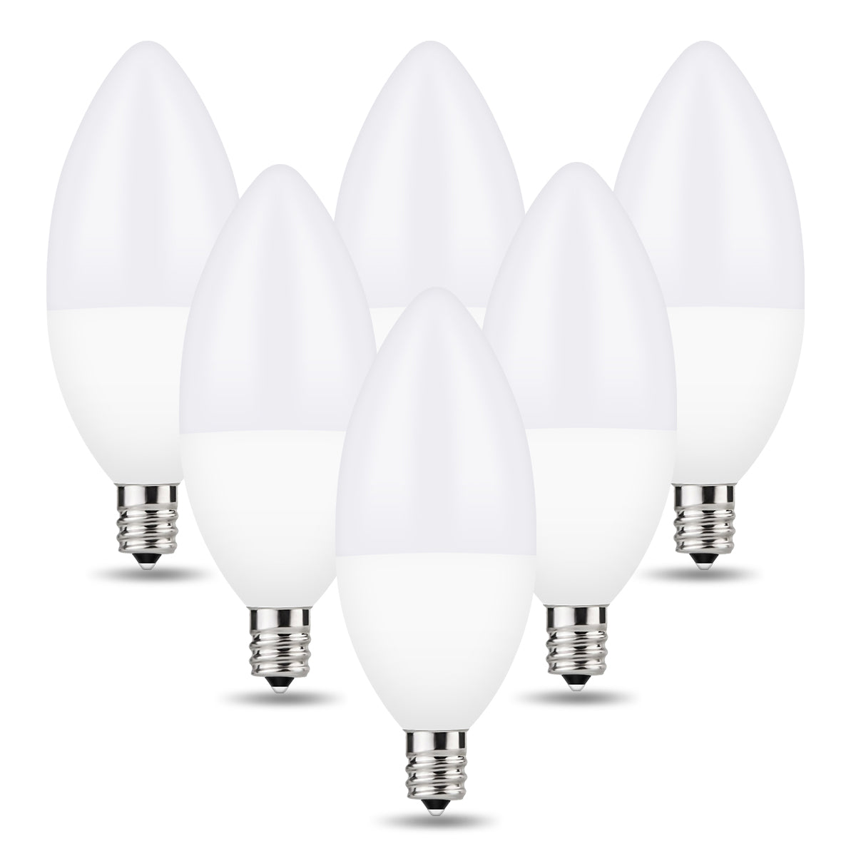 YANSUN 24-Pack LED Ceiling Fan Light Bulbs, 60 Watt Equivalent, 6W, Daylight 5000K, E12 Candelabra Base, Chandelier Light Bulb