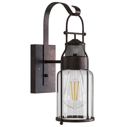 YANSUN 19.3 in.1-Light Black Glass Wall Sconce with Cylindrical Shape¡ê?Industrial style for Corridor, Living room, Bedroom, Study, Hallway, Cafe, Bar and Kitchen