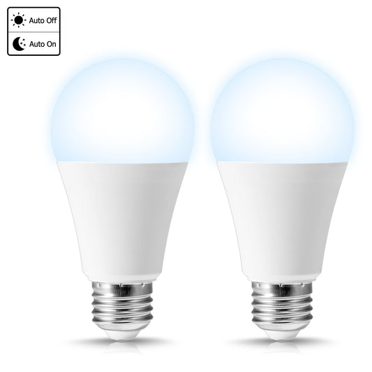 YANSUN 12W Dusk to Dawn Light Bulbs, 1000LM(100W Equivalent), 5000K Daylight, E26 A19 Automatic Sensor LED Bulbs, for Porch Garage Garden Patio, 4-Pack